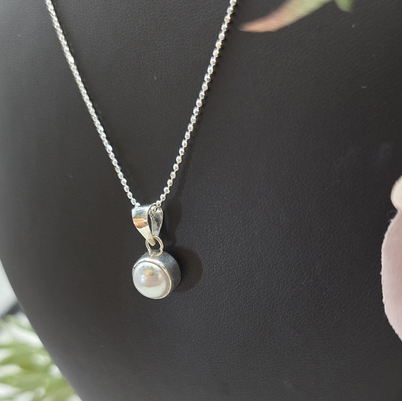 ♥️ SIMPLY PEARLY STERLING SILVER NECKLACE - Picture 6 of 7